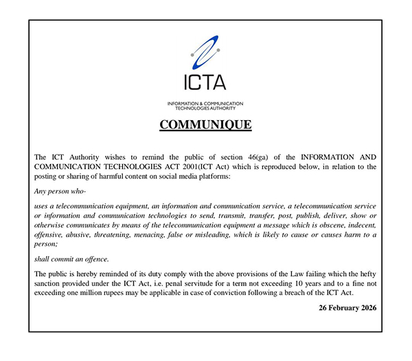 Communiqué publié hier, Information and Communication Technologies Authority.jpg