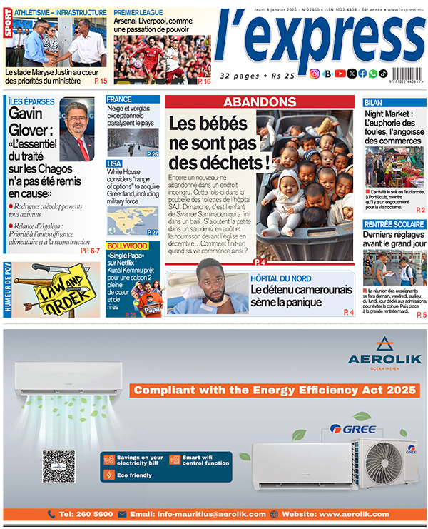 lexpress jeudi 8 janvier 2026 lexpressmu.jpg